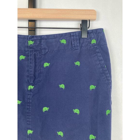 Lilly Pulitzer Embroidered Turtle Mini Skirt Size 8 Navy Preppy Pockets Cotton - Picture 3 of 9